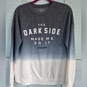Star Wars Ombre Gray Unisex Sweatshirt The Dark Side Made Me Do It Long Sleeve S